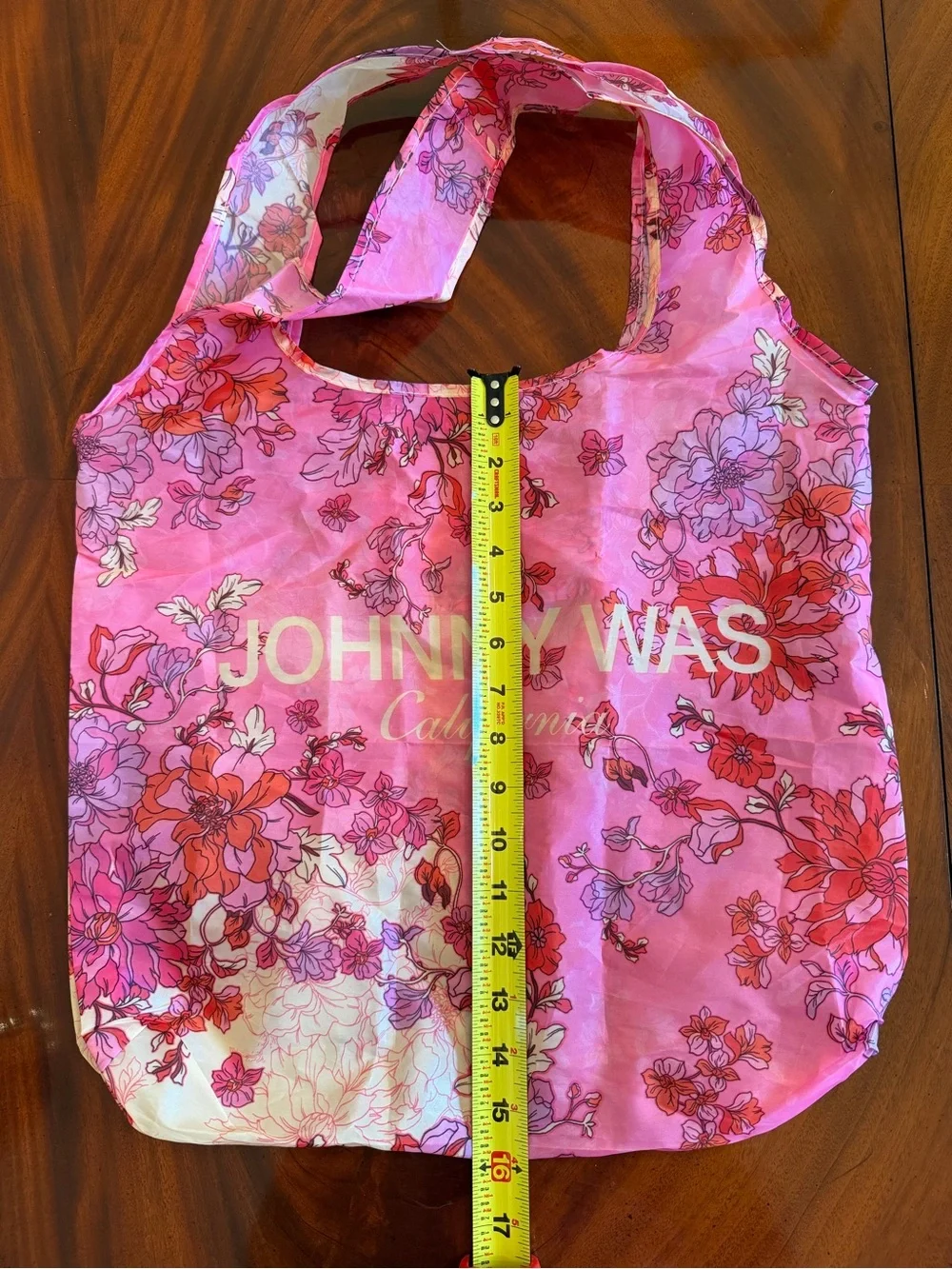 NEW Johnny Was Pink Floral Packable Reusable Tote Bag